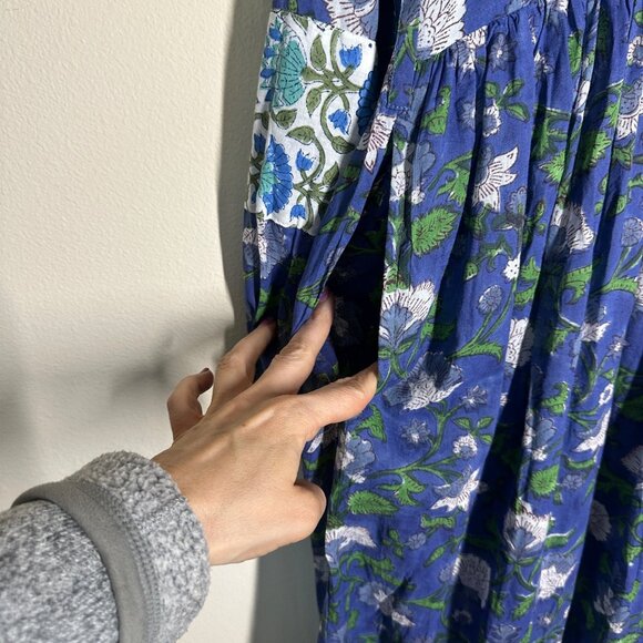 Mod's Mahal Floral Midi Dress Womens Size S Pockets Prairie Block Print Boho - Picture 5 of 11